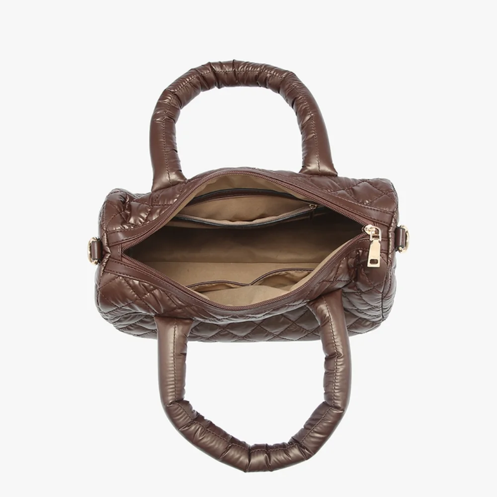 Quilted Nylon Satchel Tote